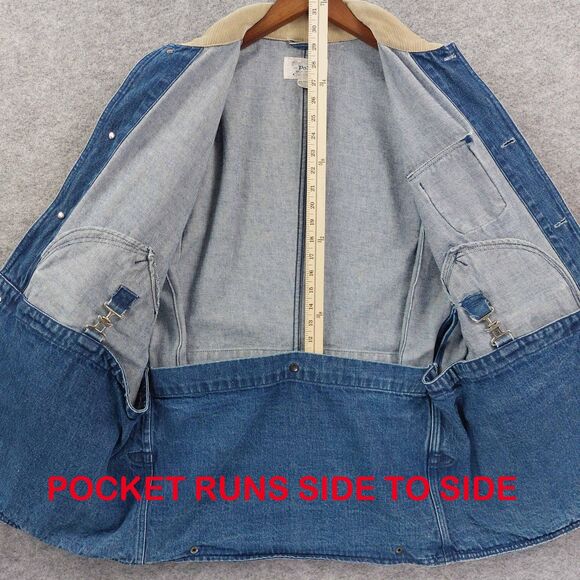VTG Polo Ralph Lauren Jacket Mens Sz M Denim Chore Dungarees Corduroy Collar 90s - Picture 9 of 10
